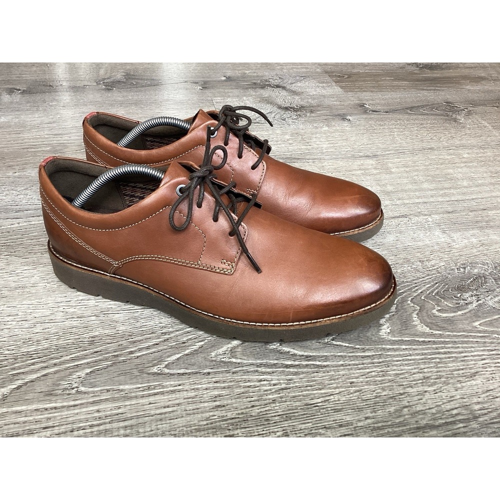 Clarks Mens Folcroft Plain Brown Lace Up Comfort Walking Oxford Shoes Size 11 M